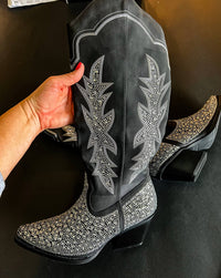 Forever Women's Rhinestone Cowboy Boots in black - women's shoe - alternate view