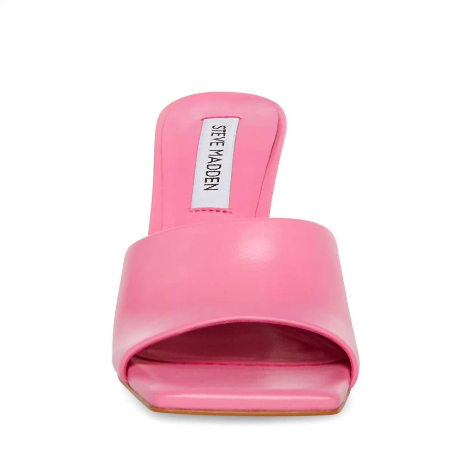 STEVE MADDEN Women's Fairfax Square Toe Mules Hi Heels in pink leather - women's heels - view 5