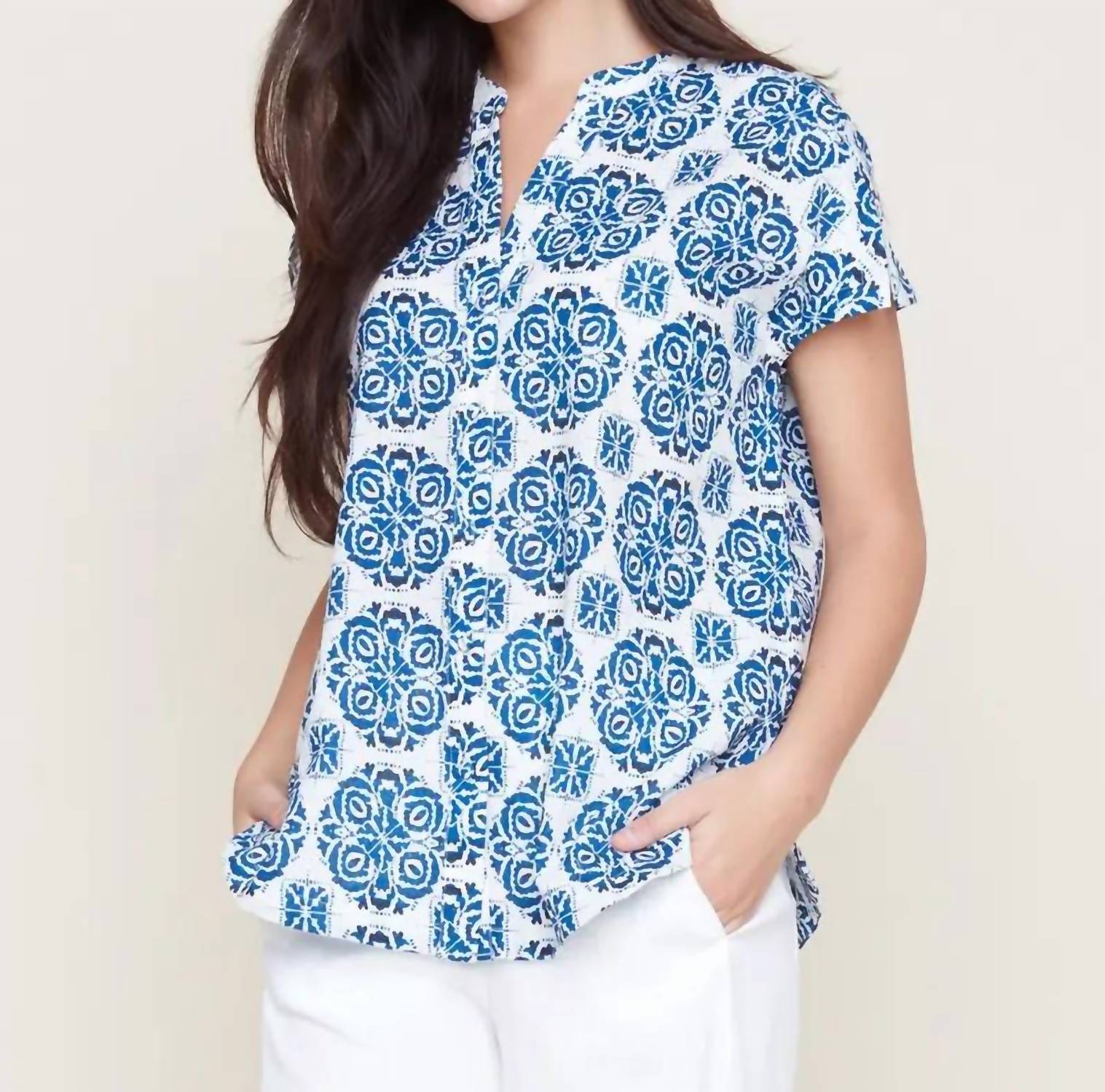 Renuar - Sleeve mandarin top