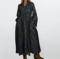 NIBI MTK Aria Maxi Dress in blue flower - women's dress