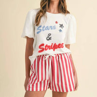 Anniewear - Hand Drawing Lettering Bubble Sleeve Knit Top