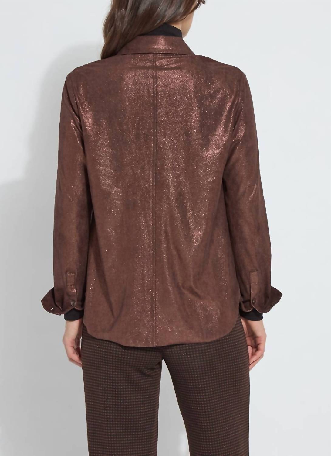 Lysse - Connie Patent Foil Vegan Suede Shacket