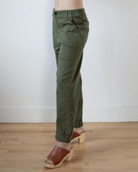ASKK NY Women's Chino Twill Pant in army green - women's pants - detail view