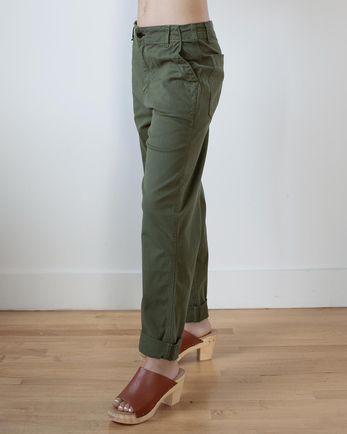 ASKK NY Women's Chino Twill Pant in army green - women's pants - detail view