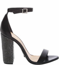 SCHUTZ Women's Embellished Block Heel Sandal in black - women's sandal - detail view