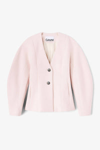Ganni - Peacoat Wool Fitted Blazer
