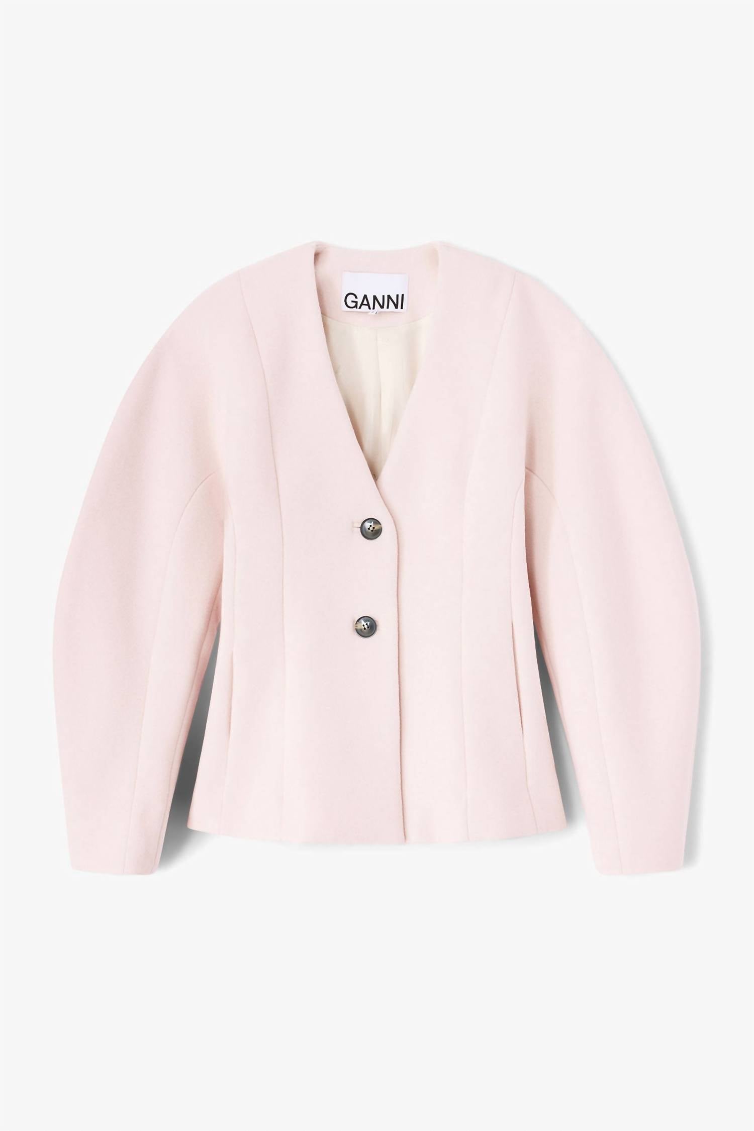 Ganni - Peacoat Wool Fitted Blazer
