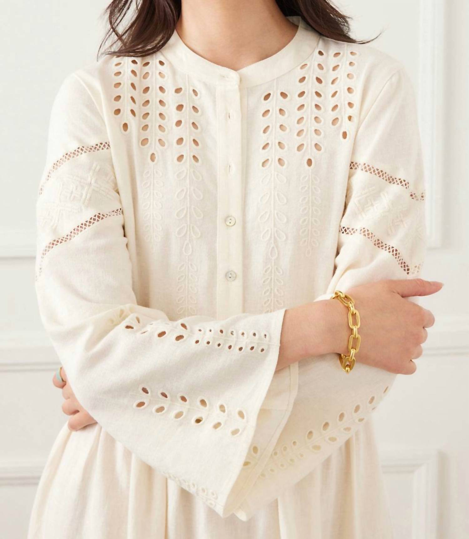 Karen Kane - Flare Sleeve Embroidered Tiered Dress