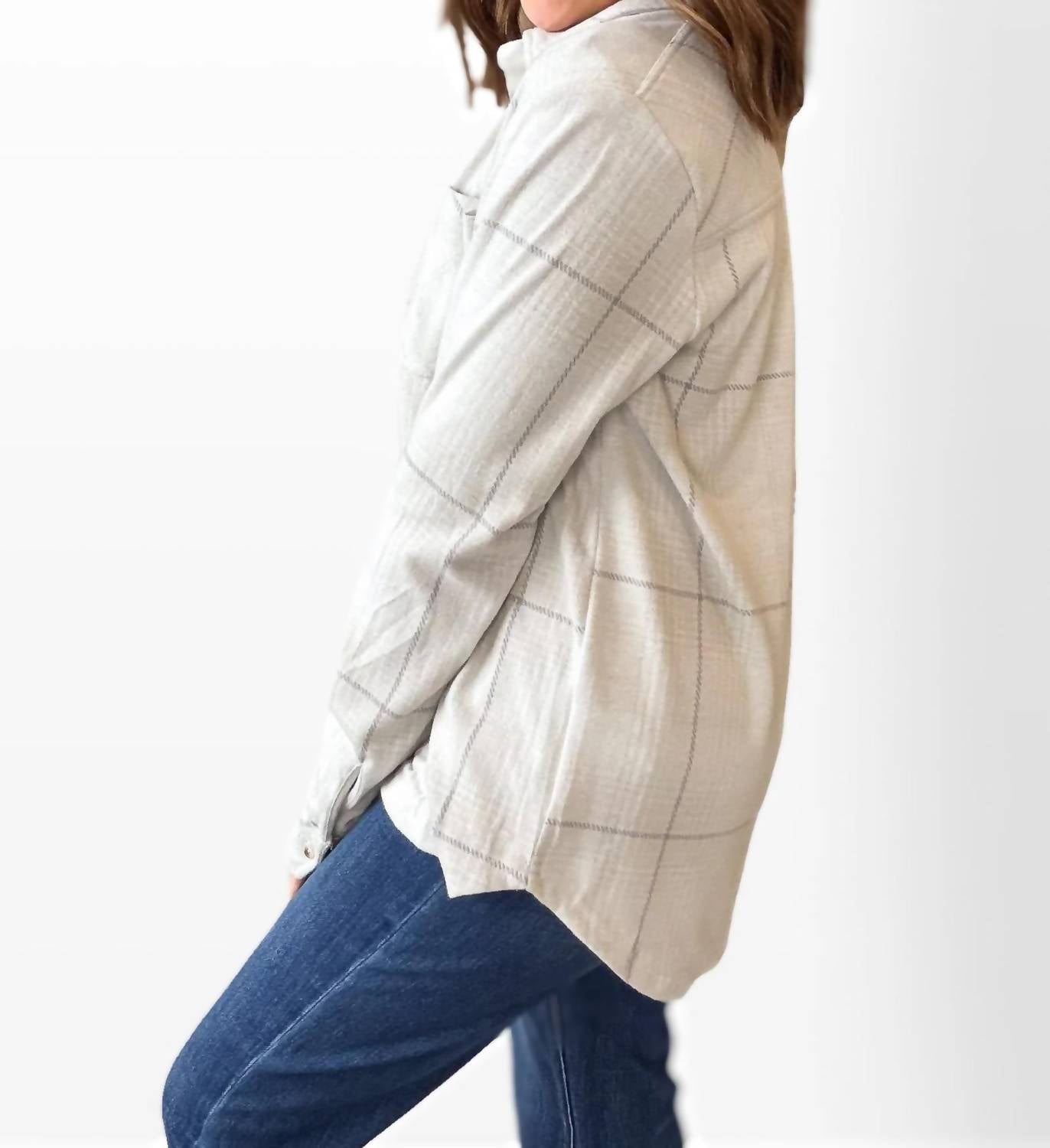 Panache - Soft Plaid Button Up Top