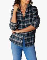 Frank & Eileen Eileen Relaxed Button Up Shirt in grey yellow blue plaid - women's shirt - alternate view