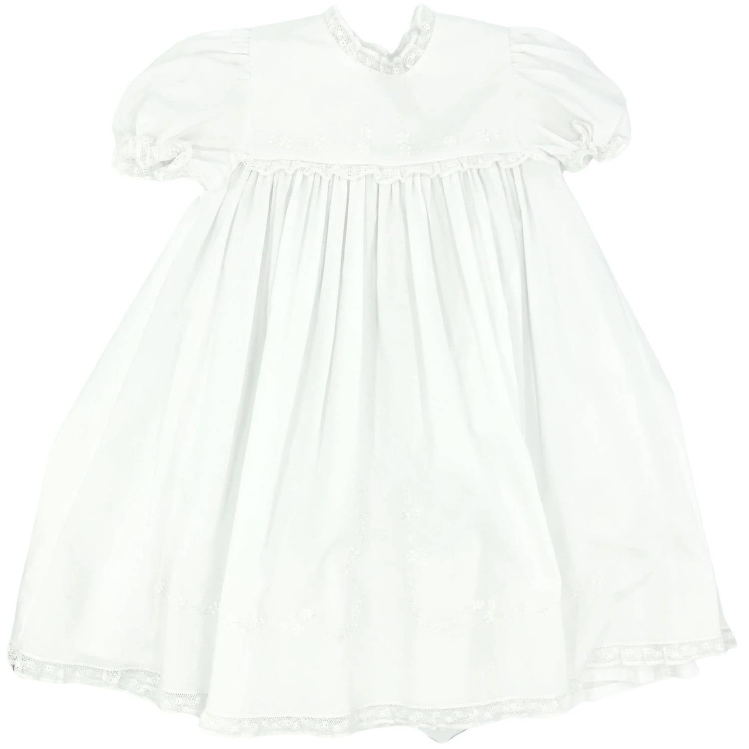 Auraluz - Baby's Lace Dress With Embroidered Flowers