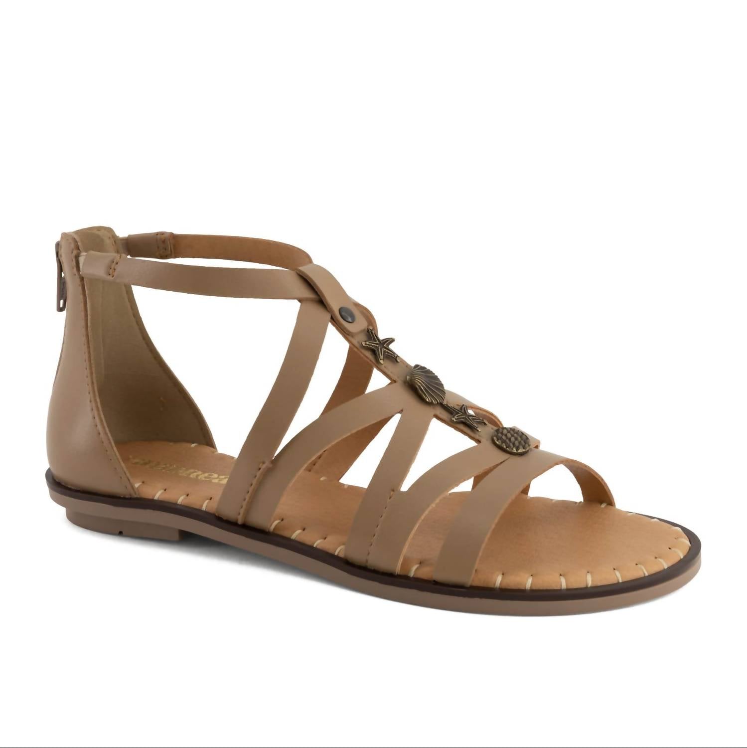 Andrea Women's Gladiator-inspired Flat Sandal in light brown - women's sandal