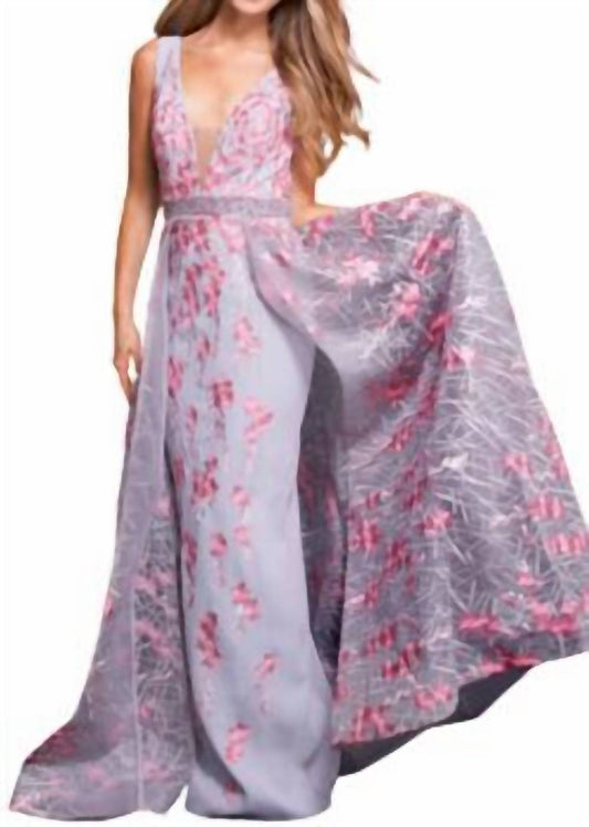 Embroidered floral gown