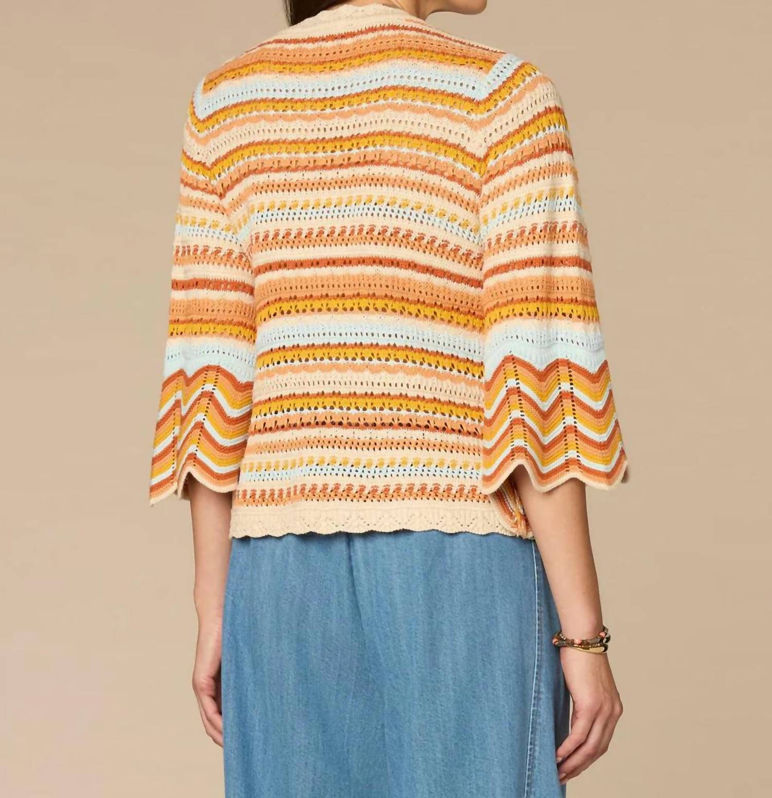 Democracy - Crochet Stripe Bell Sweater