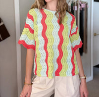 B-Yu - Crochet Stripe Top