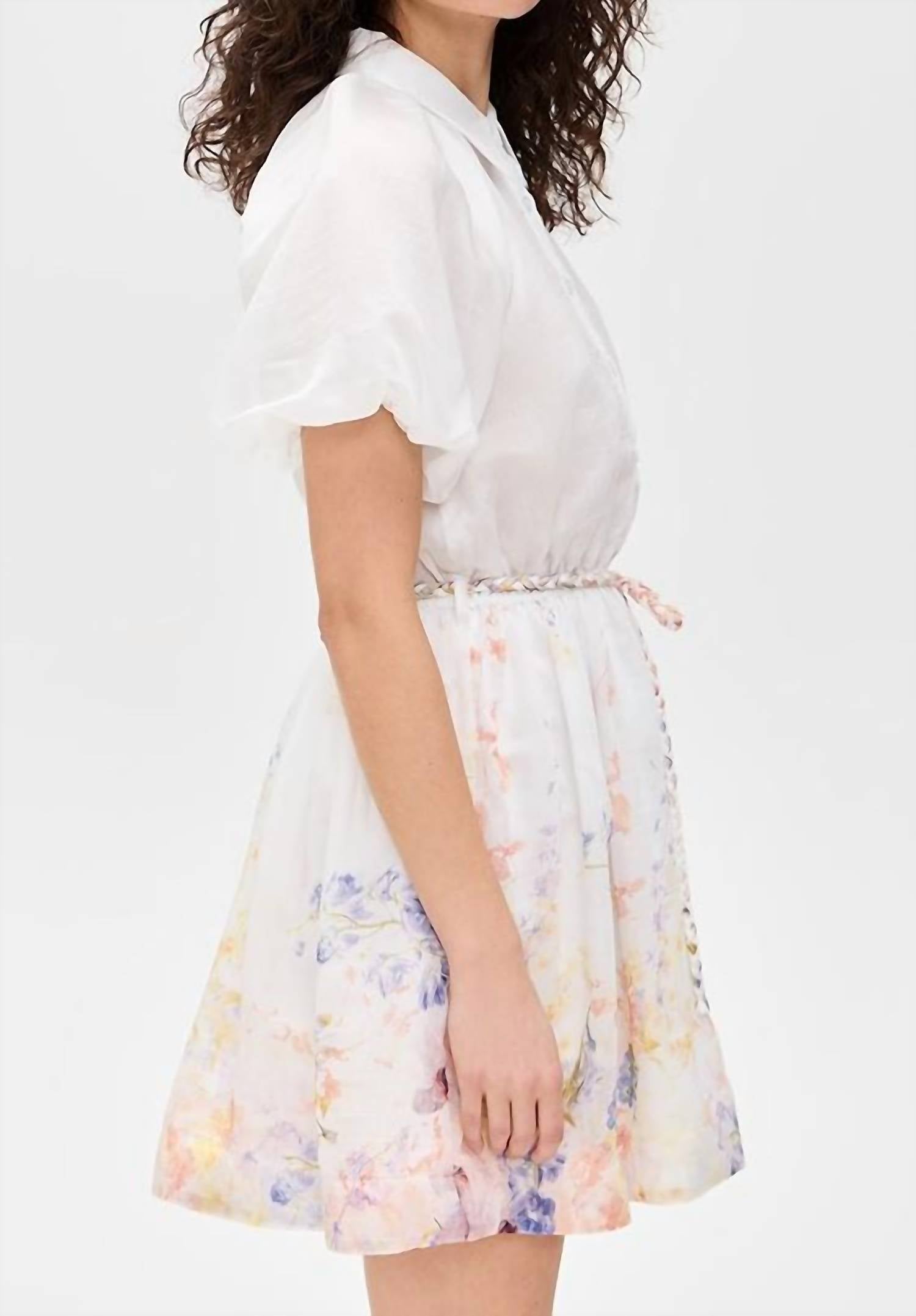 En Saison Taylorann Mini Dress in ivory violet orange - women's dress - alternate view