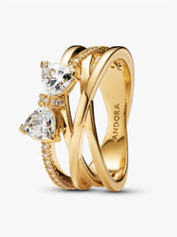 Pandora - Sparkling Bow & Crossover Band Ring