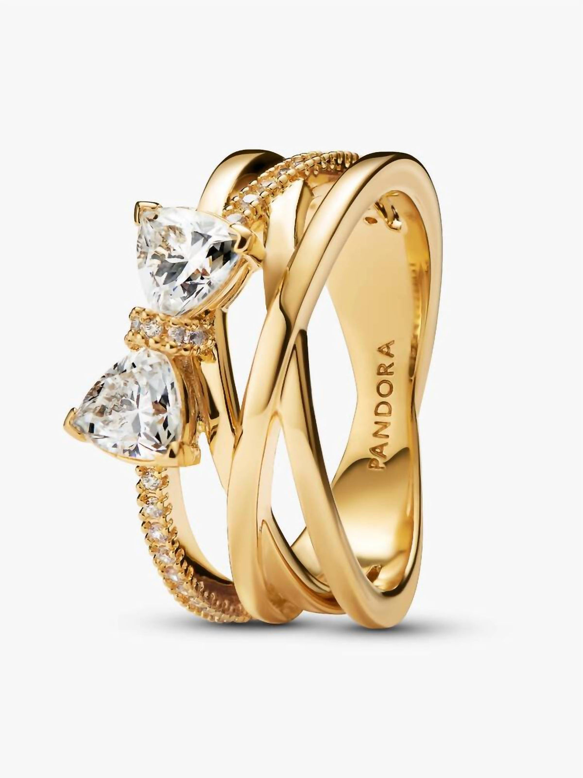 Pandora - Sparkling Bow & Crossover Band Ring