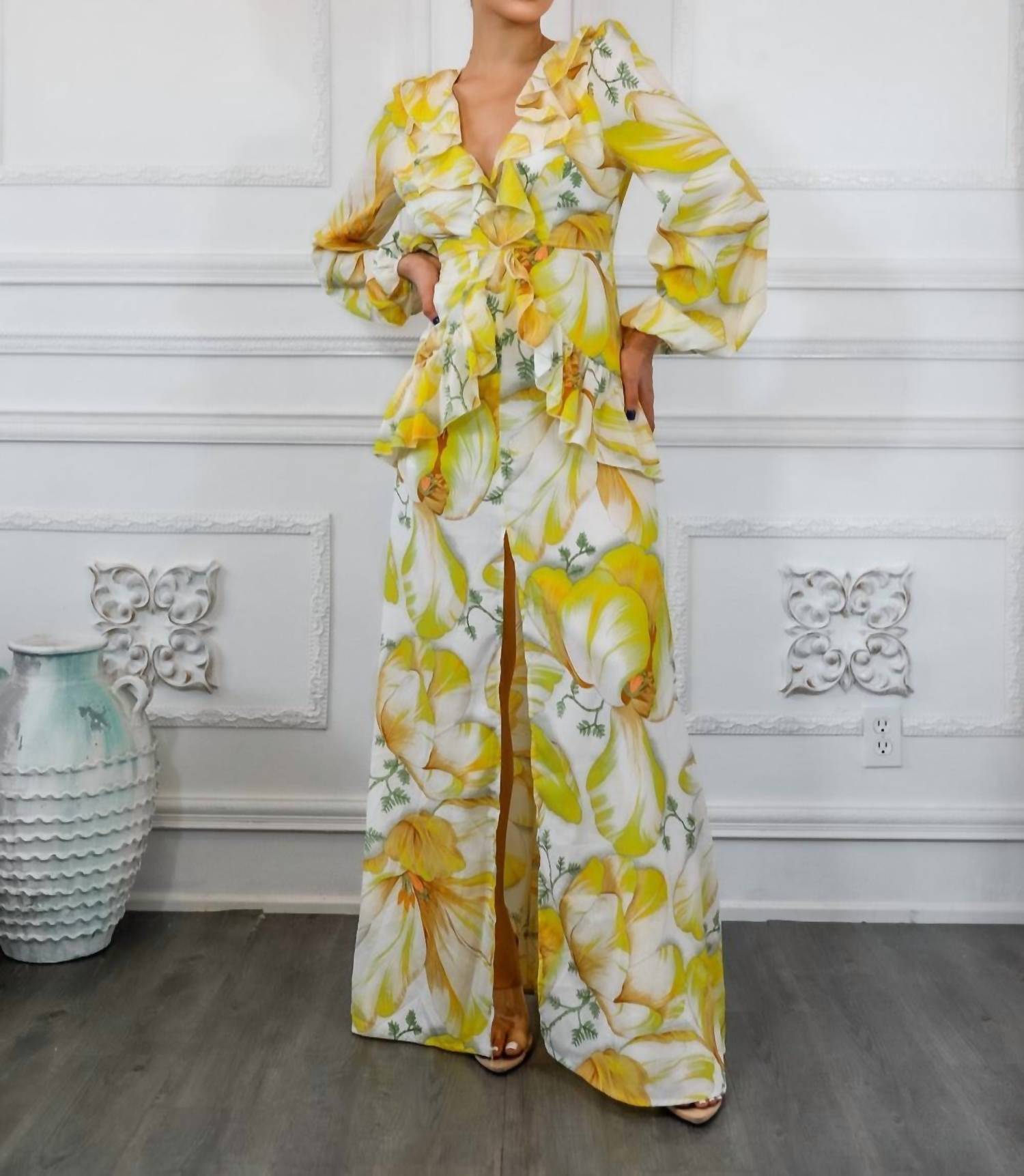 Surelymine - Stunning Ruffle Floral Maxi Dress