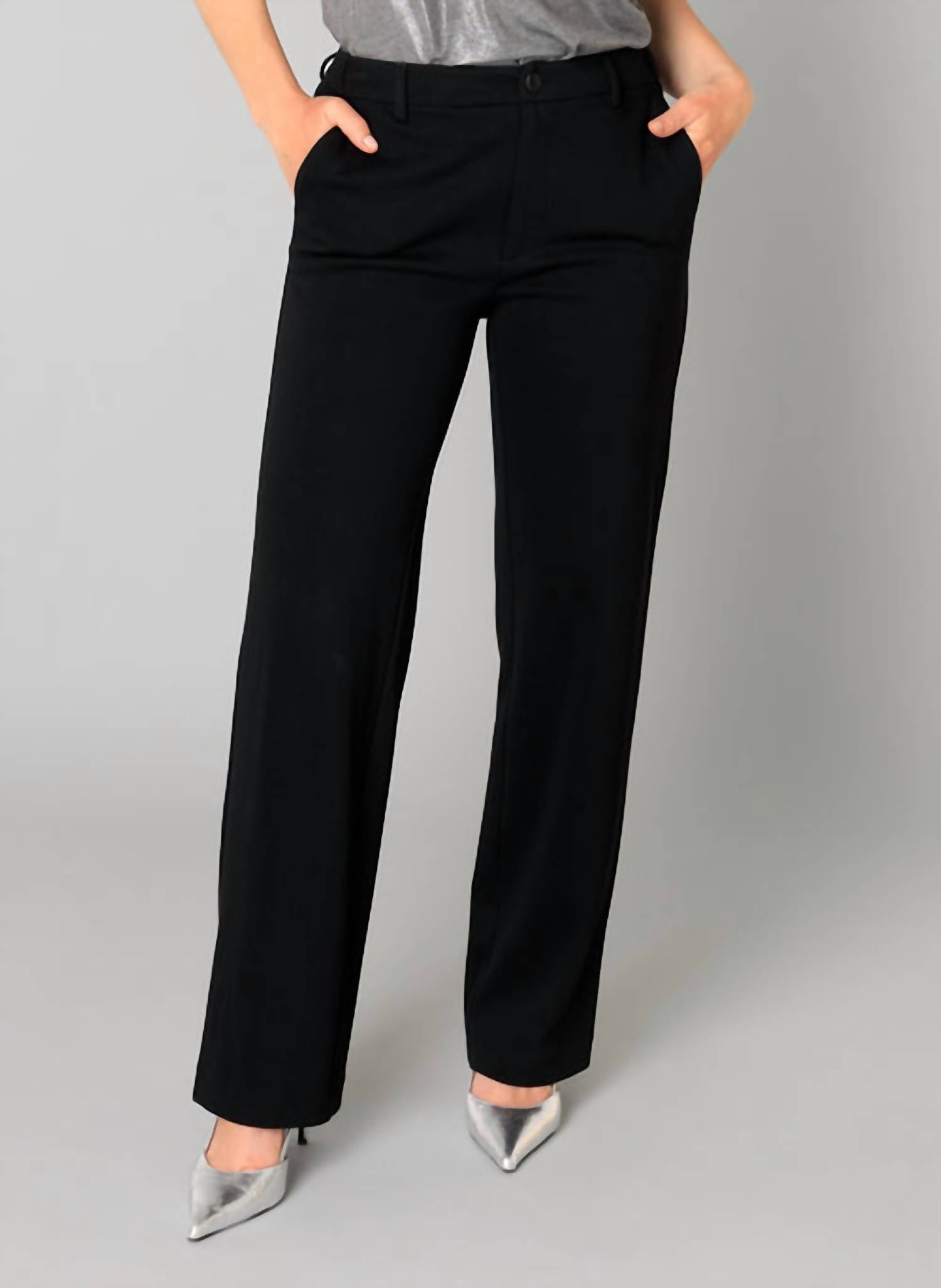 yest Belinda Straight Leg Trouser in black - women's pants