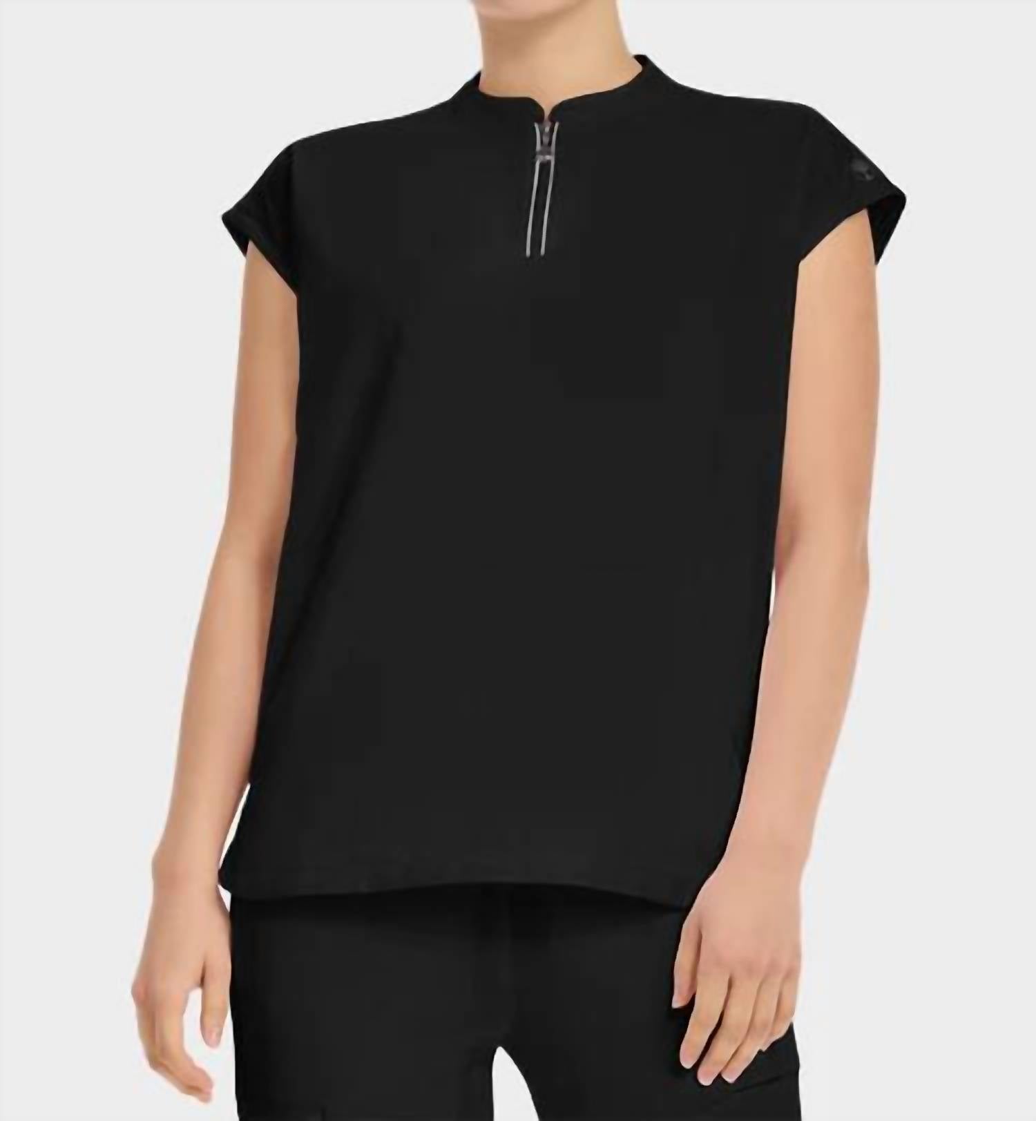 Healing Hands - Sandy Zip Mandarin Collar Top