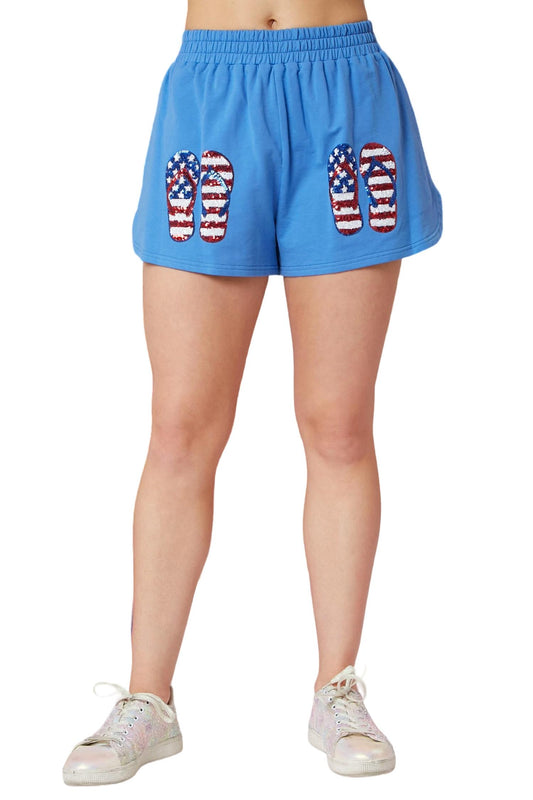 Fantastic Fawn - America and Flip Flops Sequin Shorts