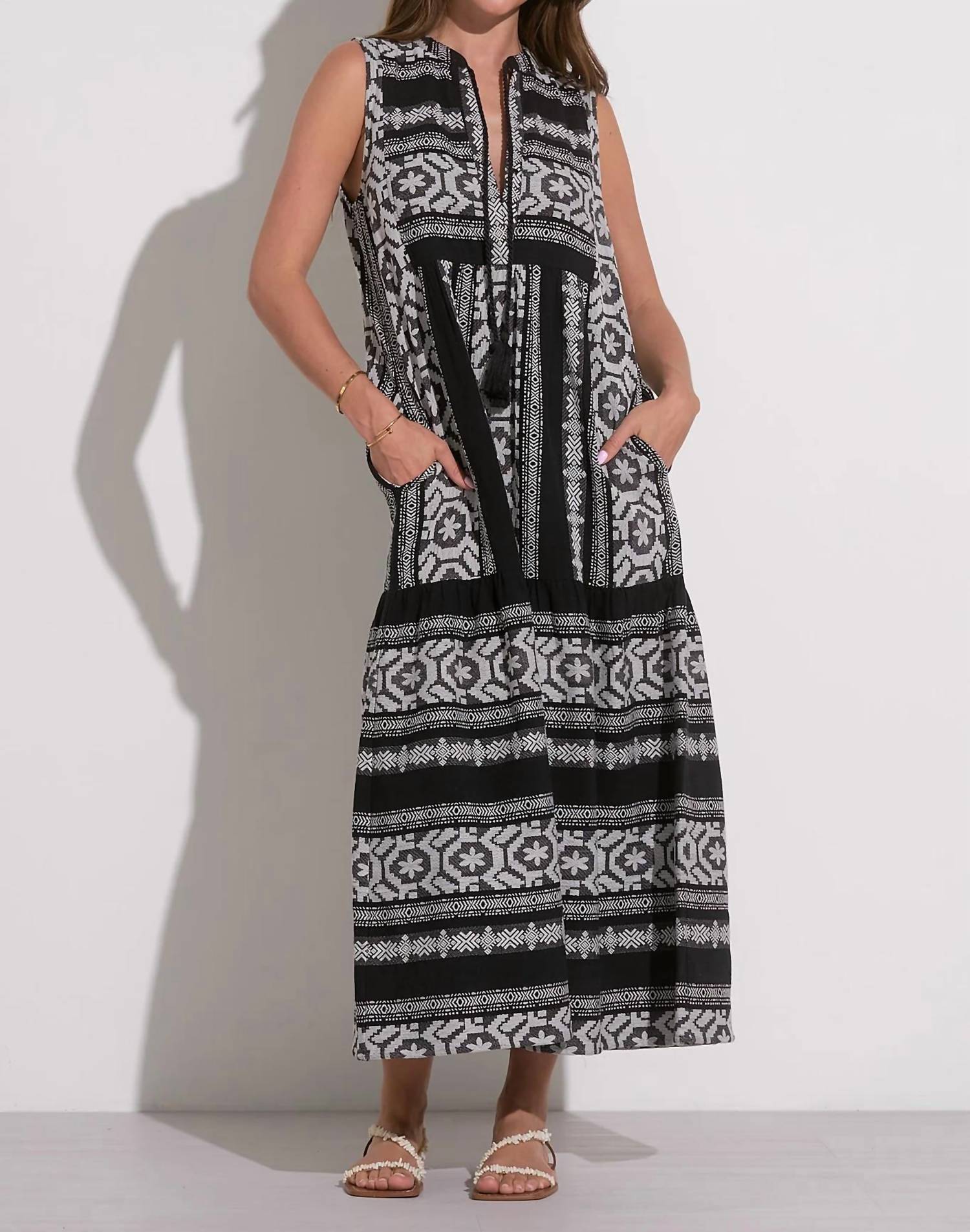 Elan - Sleeveless V-neck Maxi Dress