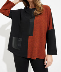 Joseph Ribkoff - Waffle Knit Mixed Media Top