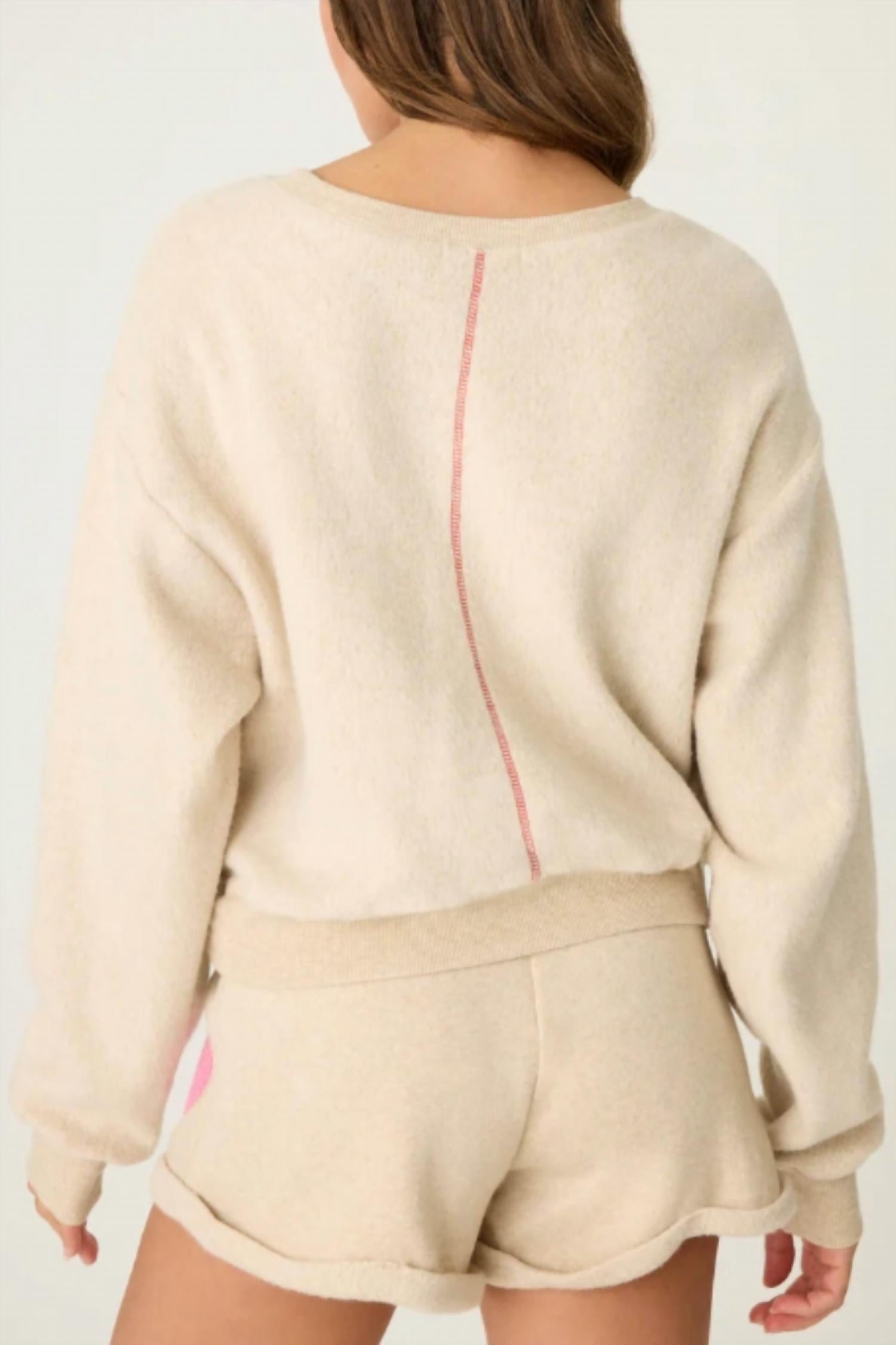 PJ Salvage Women's For The Mama Top in oatmeal - women's long sleeve top - alternate view
