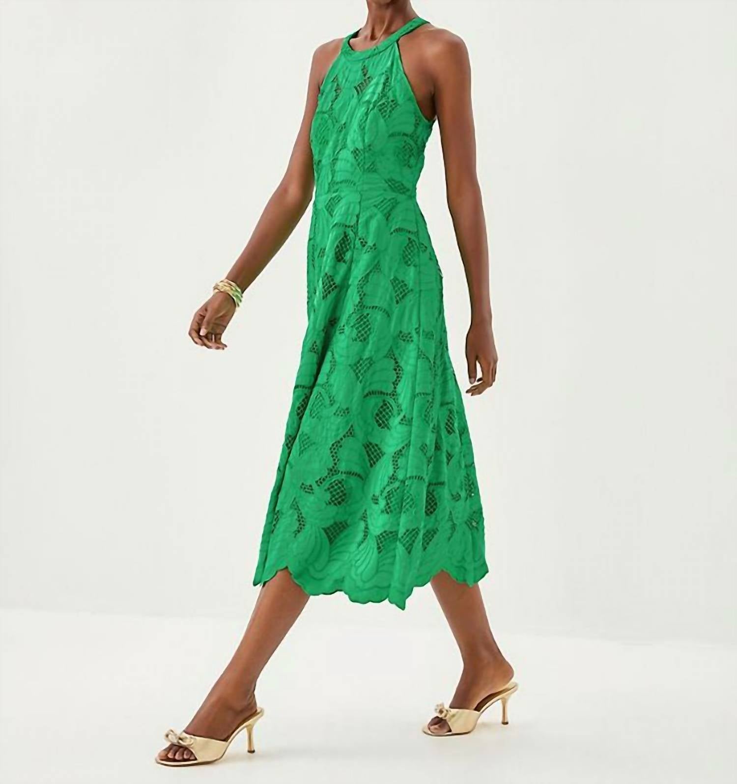 Lilly Pulitzer Denise Lace Halter Midi Dress in green - women's dress - alternate view