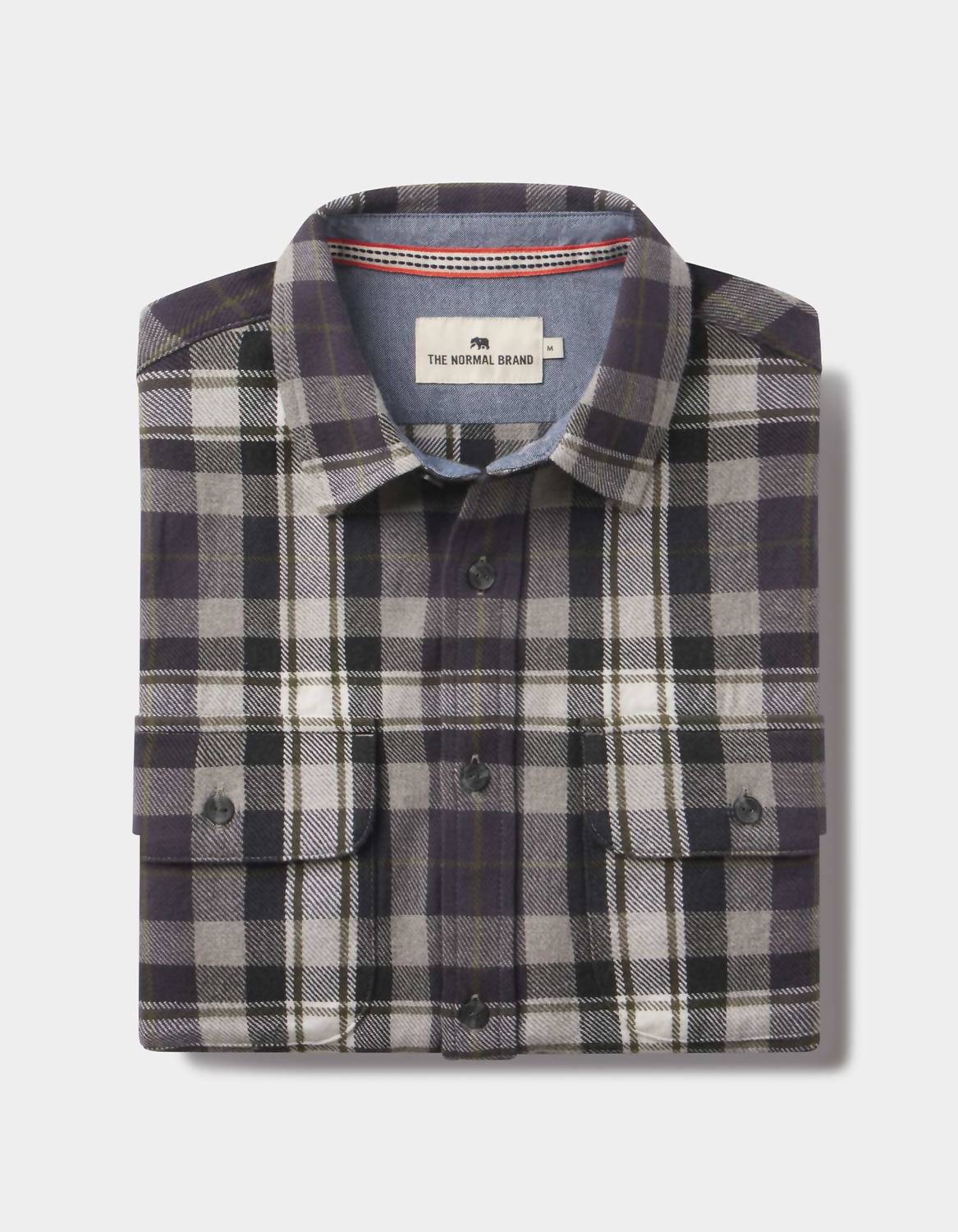 The Normal Brand Knitted Mountain Overshirt in grey plaid - men's jacket - view 4
