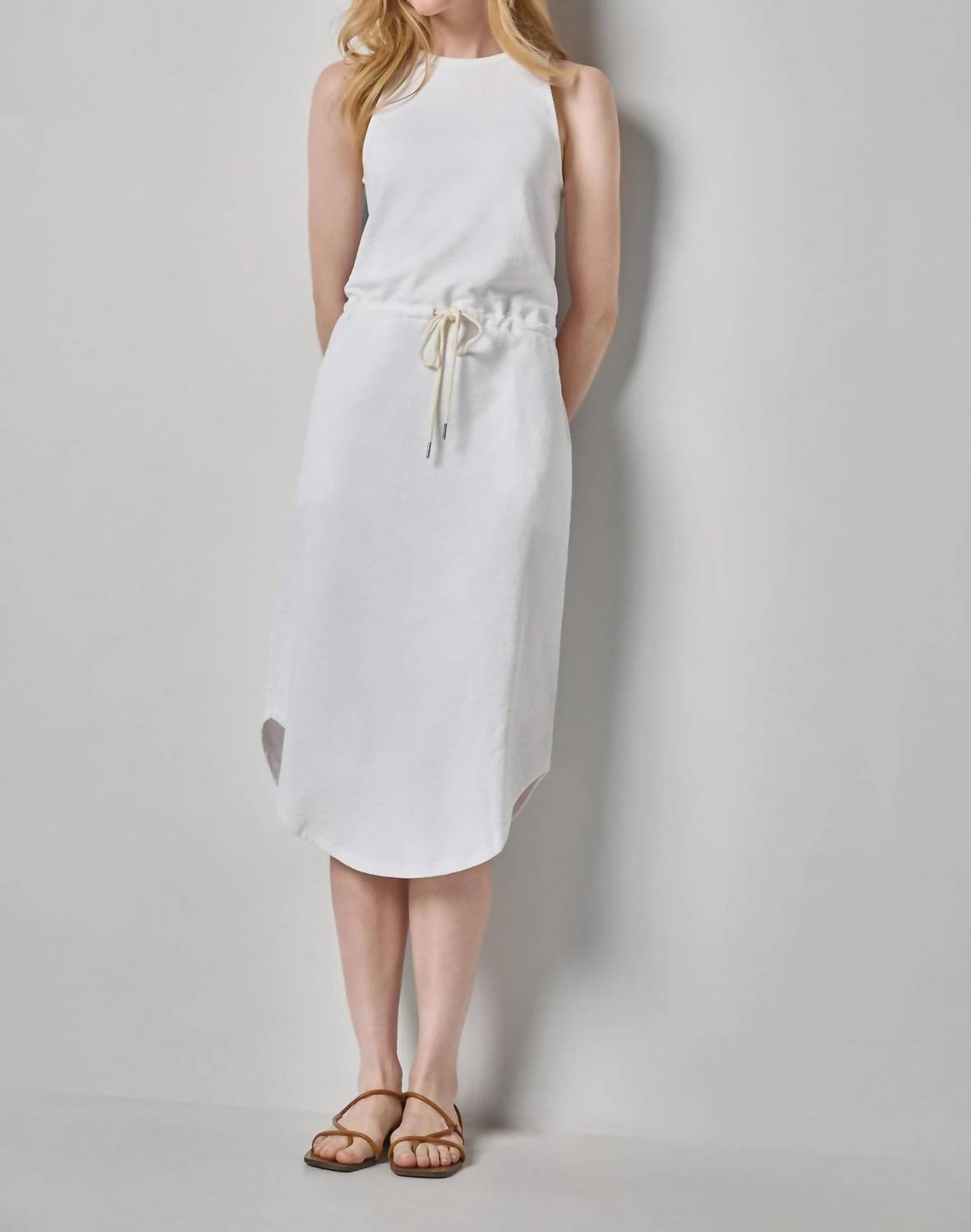 Lilla P - Textured Terry Shirttail Midi Dress