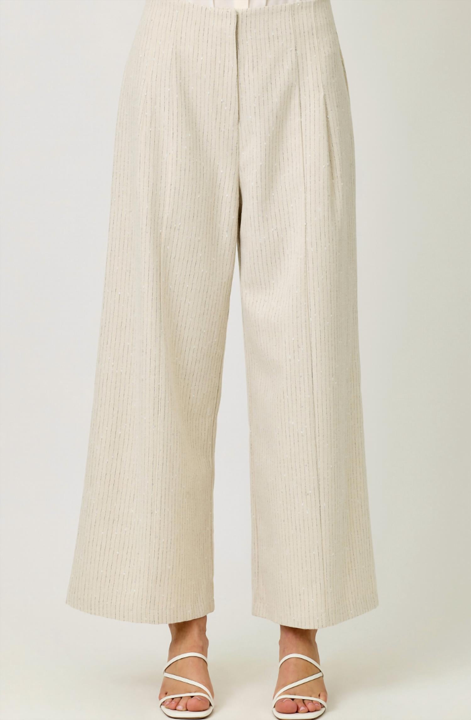 mystree Sparklet Pinstripe Trousers in ivory - women's pants
