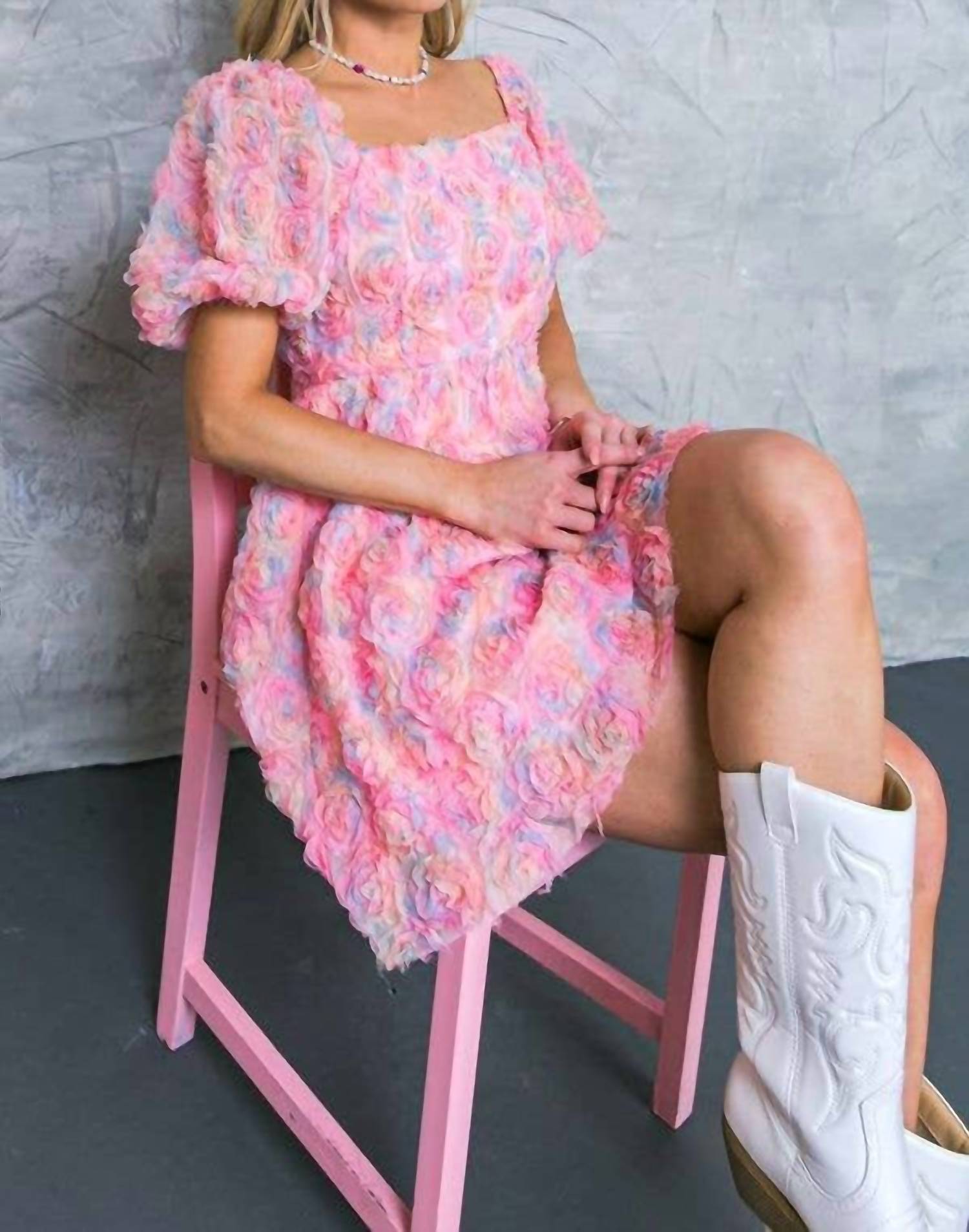 Flying Tomato - Woven Novelty Fabric Mini Dress