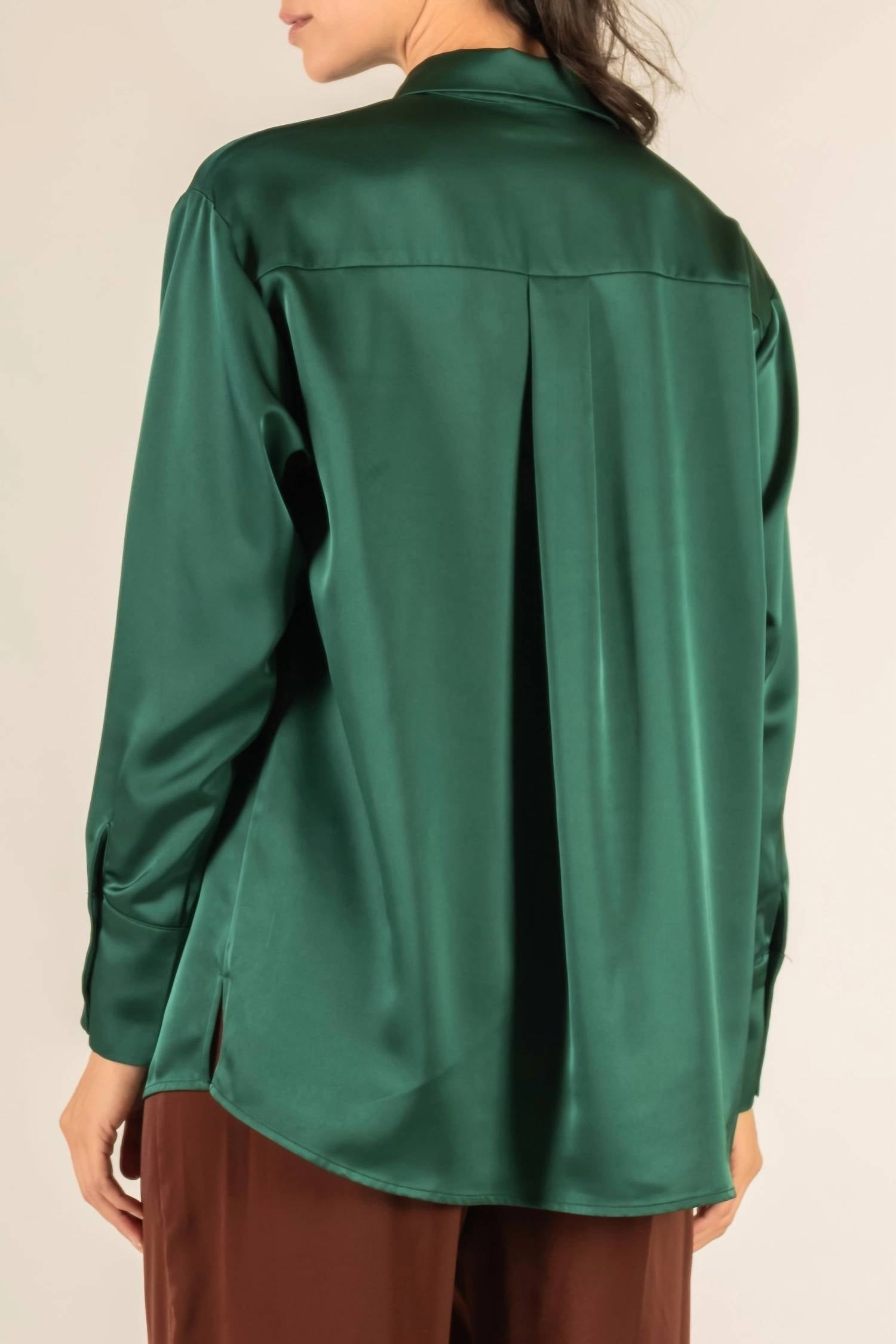 Before You - Satin Placket Cover Button Up Shirt