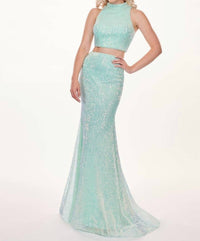 Rachel Allan - Pleated Sequin Two-piece Prom Dress