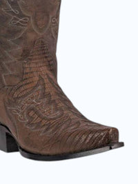 DAN POST. Men's 13 Bay Stitched Lizard Boots in godlen bay stitc horse - men's boots - detail view