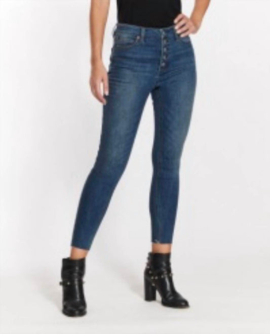 HIGH RISE BUTTON FLY SKINNY ANKLE JEAN