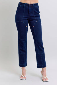 Judy Blue - High Waisted Work Wear Knee Patch Straight Jeans