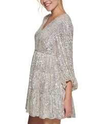 Eliza J - Sequin Tiered Balloon Sleeve Dress