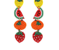 Sophia Collection - Women's 4 Tier Beaded Fruit Long Dangle Earrings