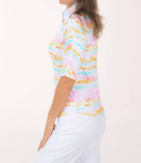 Ibkul - Ruched Arm Print Top