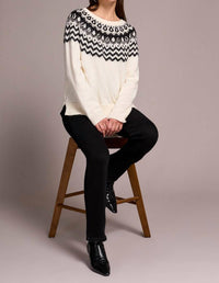 Tribal - Fair Isle Soft Beaded Scoop Neck Sweater