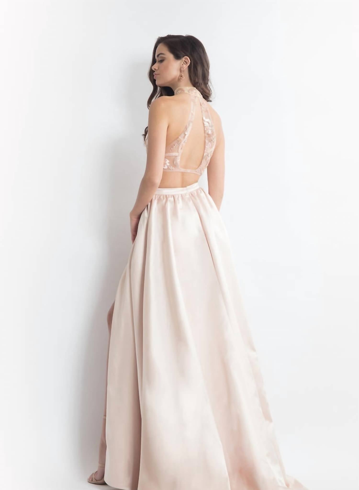 Rachel Allan - Beaded Matte Satin Two-piece Prom Dress