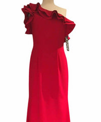 Jovani - Women's One Shoulder Ruffle Neckline Long Dress
