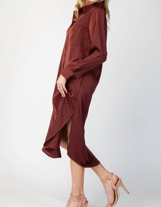 Ee:Some - Hannah Long Sleeve Midi Shirt Dress