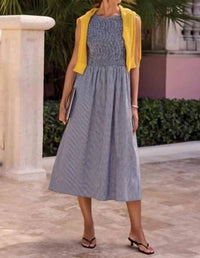 Tribal - Gingham Smocked-bodice Dress