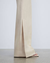 SILK-LINEN GATES SIDE SLIT FLARED PANT