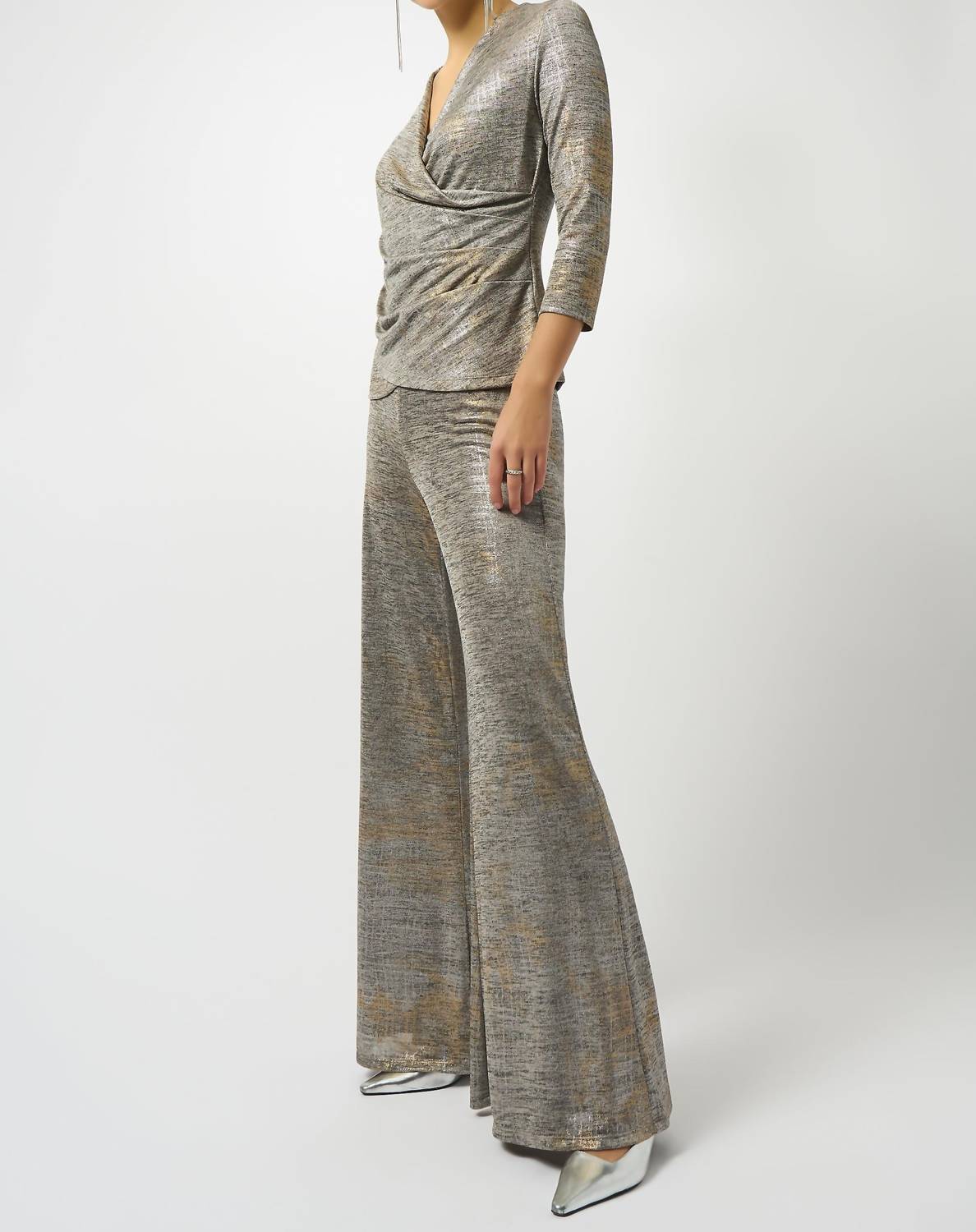 Joseph Ribkoff - Foiled Knit Faux Wrap Top
