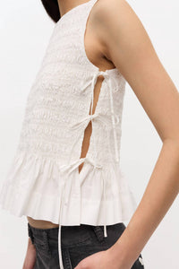 Ganni - Cotton Poplin Smock Tie String Top